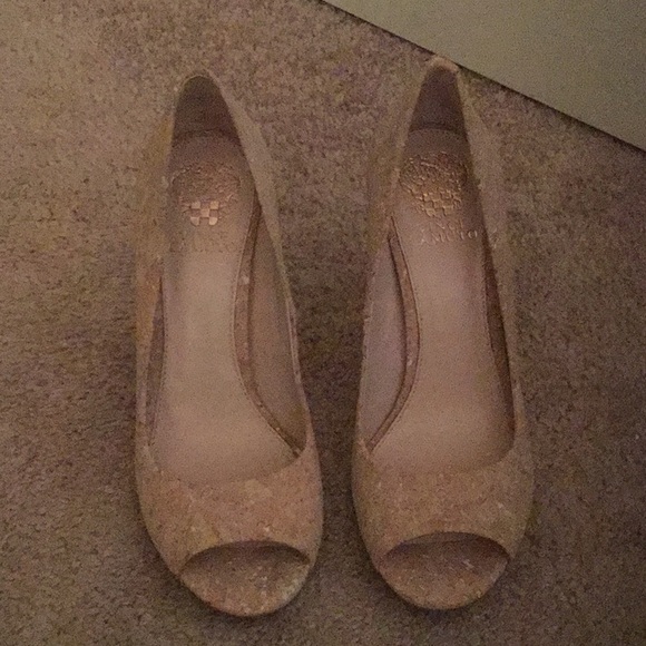 Vince Camuto Cork Peep Toe Pumps - Picture 3 of 5